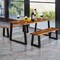 Costway 2 PCS Solid Acacia Wood Patio Bench Dining Bench Outdoor W/Rustic Metal Legs